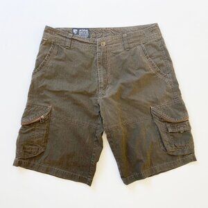 Kuhl Men’s Cargo Utility Shorts Size 34 Olive Outdoor Hiking Rugged Cotton Nylon